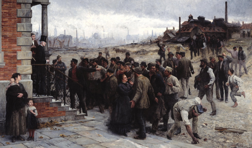 картина, роберт келер, забастовка, robert koehler, der streik, 1886, завод, рабочие