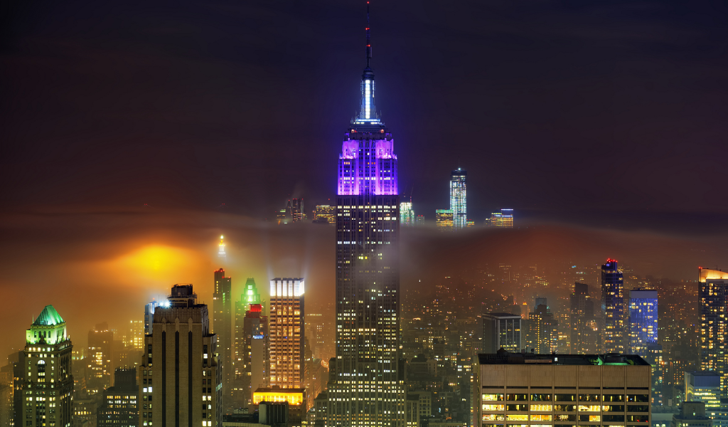 new york city, нью-йорк, город, ночь