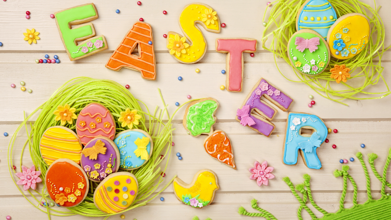 decoration, easter, sweet, cookies, letters, eggs, пасха, colorful, holiday, pastel