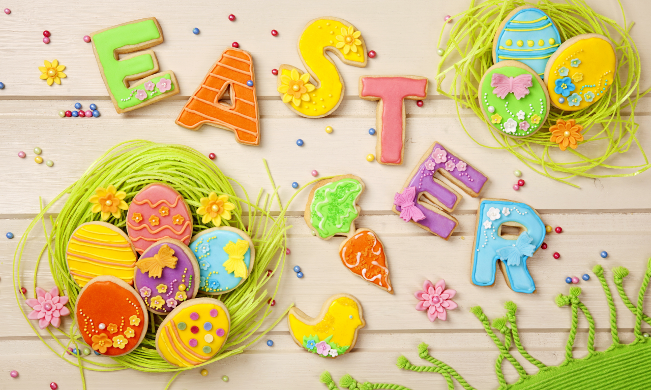 decoration, easter, sweet, cookies, letters, eggs, пасха, colorful, holiday, pastel