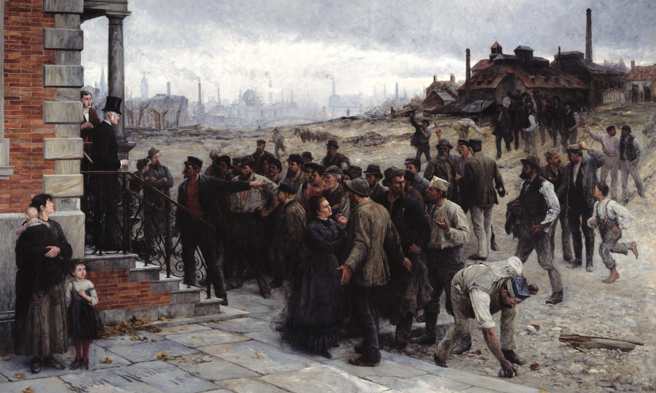 картина, роберт келер, забастовка, robert koehler, der streik, 1886, завод, рабочие