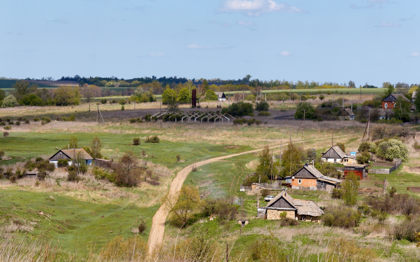 весна, май, село, никитинское, тульская область, россия, дома, дорога, деревня, деревья, трава, небо, пейзаж