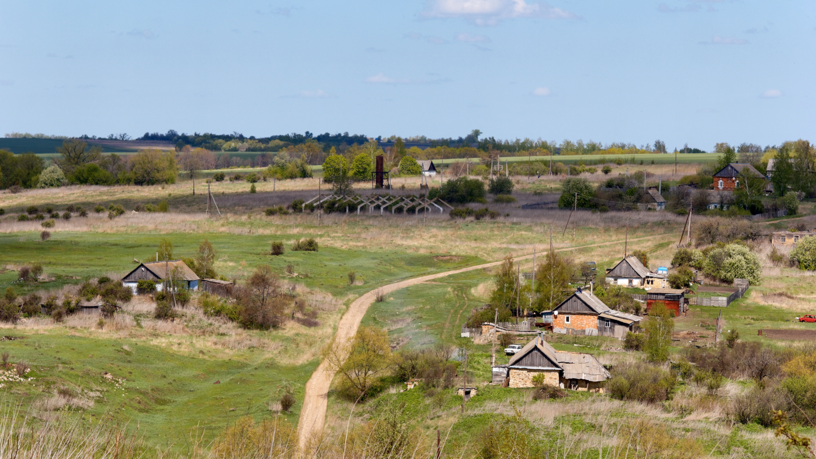 весна, май, село, никитинское, тульская область, россия, дома, дорога, деревня, деревья, трава, небо, пейзаж