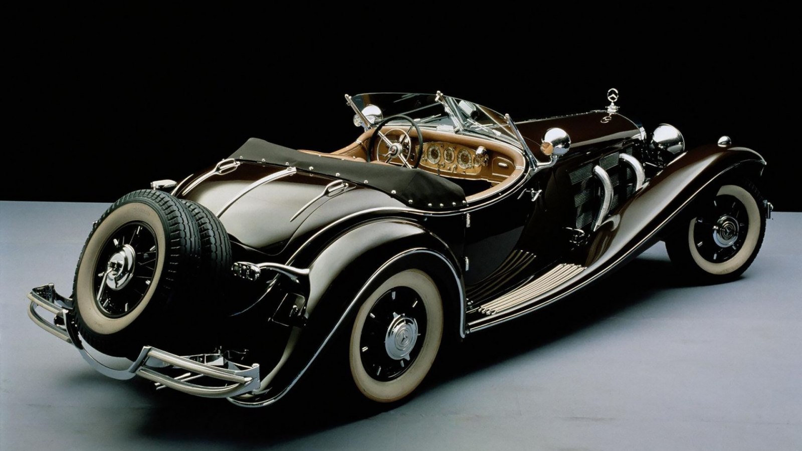 автомобиль, mercedes, benz, 500k, cabriolet, luxury, retro, sedan, 1936, car, sun, sky, dark, summer, see, back, indusrial, black, wide