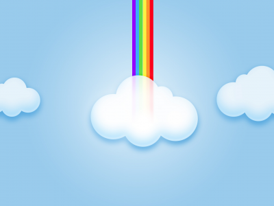 компьютерная графика, облака, небо, радуга