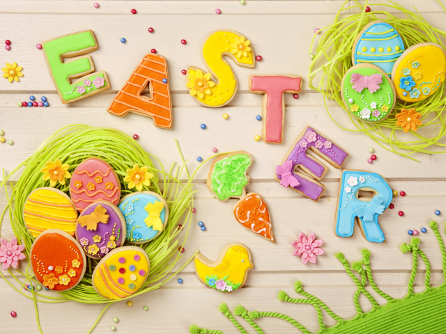 decoration, easter, sweet, cookies, letters, eggs, пасха, colorful, holiday, pastel