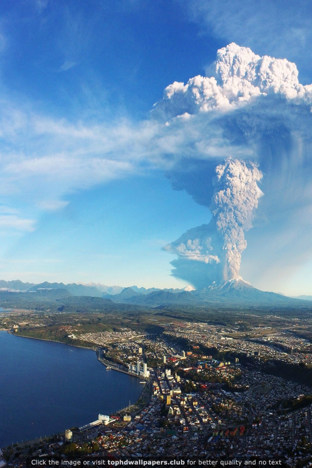 calbuco, volcano, day, sun, summer, see, sea, jcean, ocean, up, sky, wallpaper