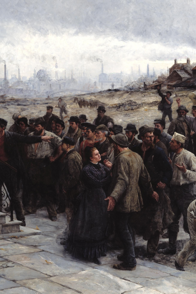 картина, роберт келер, забастовка, robert koehler, der streik, 1886, завод, рабочие
