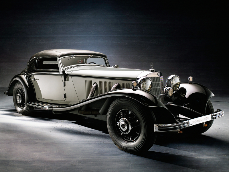 автомобиль, mercedes, benz, 500k, cabriolet, luxury, retro, sedan, 1935, car, sun, sky, dark, summer, see, front, indusrial, grey, wide