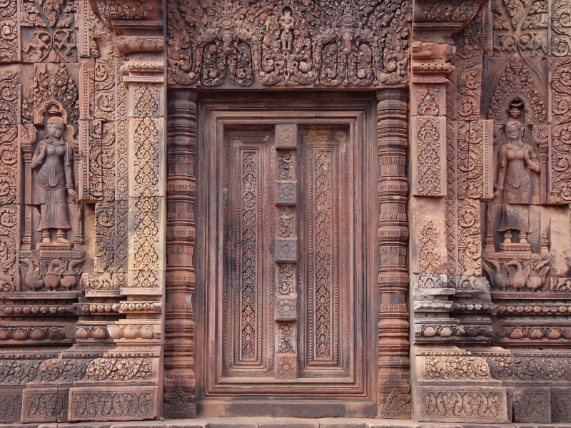 бантей срей, сиемип, камбоджа, архитектура, дверь