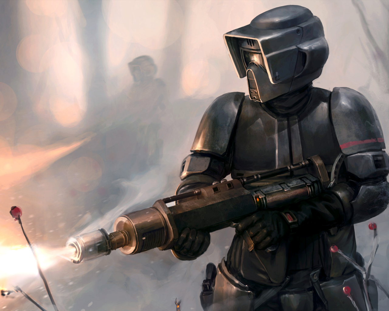 star wars, scout trooper, flamethrower, art