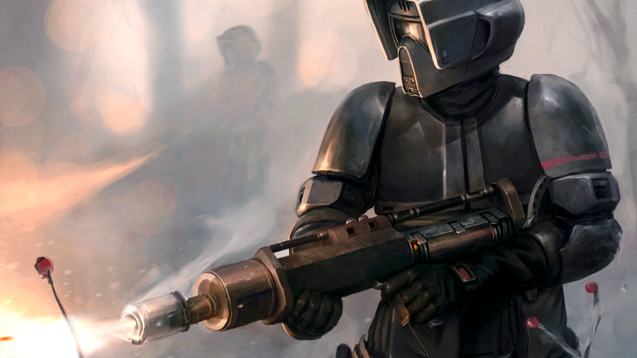 star wars, scout trooper, flamethrower, art