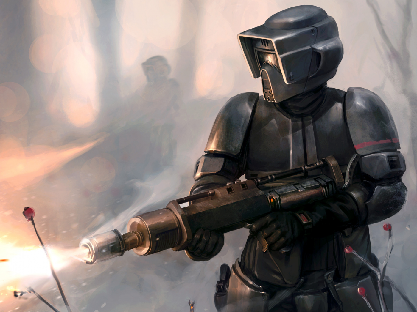 star wars, scout trooper, flamethrower, art