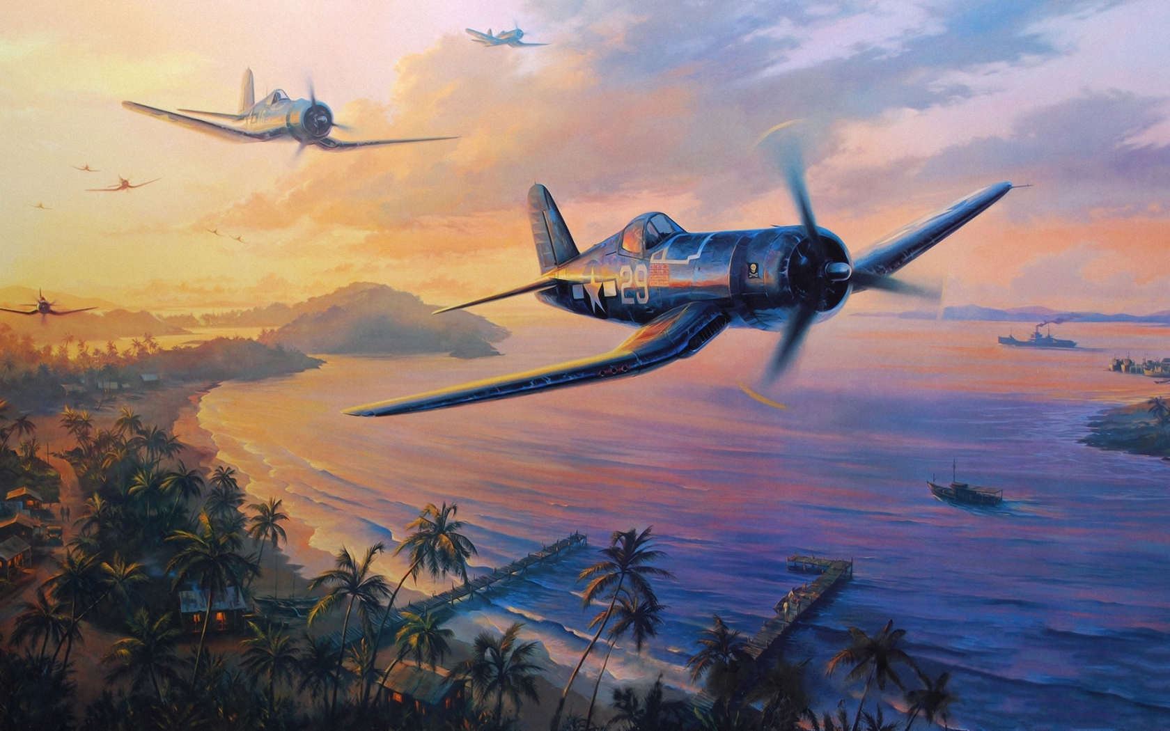 art, f4u corsair, drawing, ww2, aviation, painting, aircraft, dogfight, pacific war, war, airplane