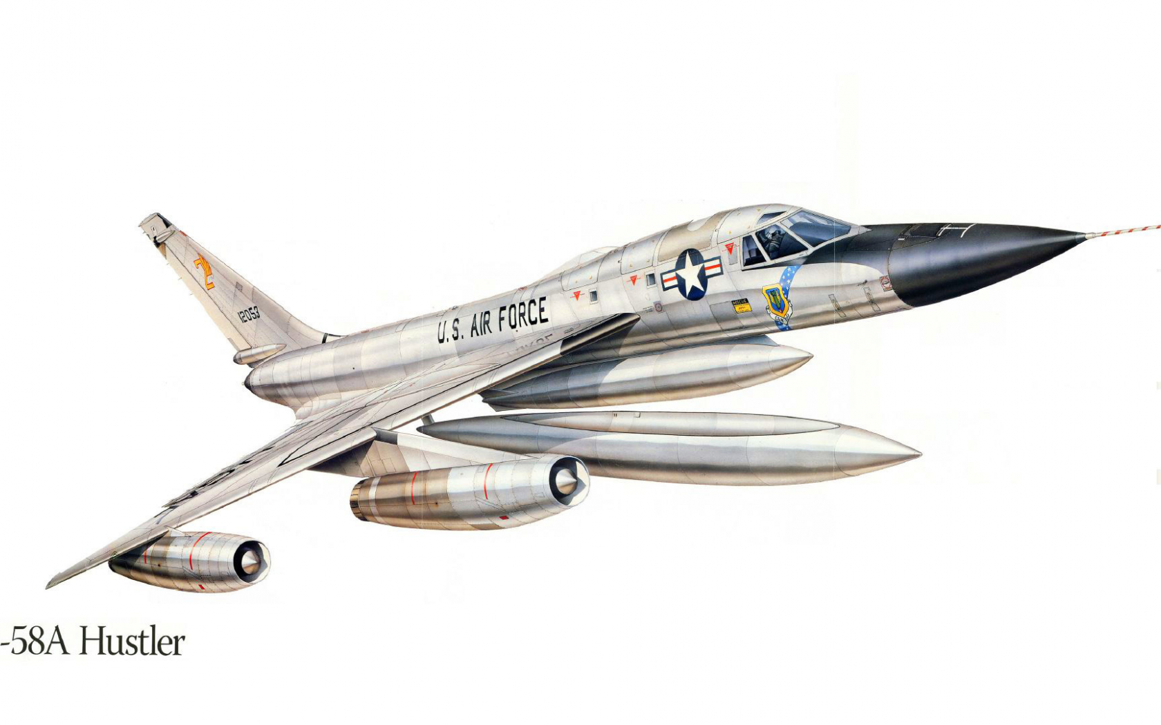 рисунок, сша, бомбардировщик, б-58, самолет