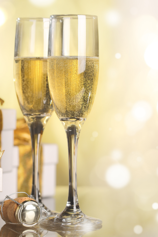шампанское, подарки, бокалы, праздник, новый год