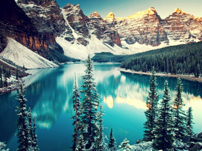 пейзаж, горы, вода, snow, mountains, nature, озеро, winter, горы. water