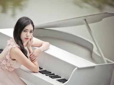пианино, девушка, музыка, азиатка