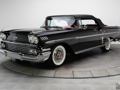 автомобиль, шевроле, chevrolet, impala, convertible, 348, tri, power, 1958, car, sun, sky, summer, see, indusrial, black, wide