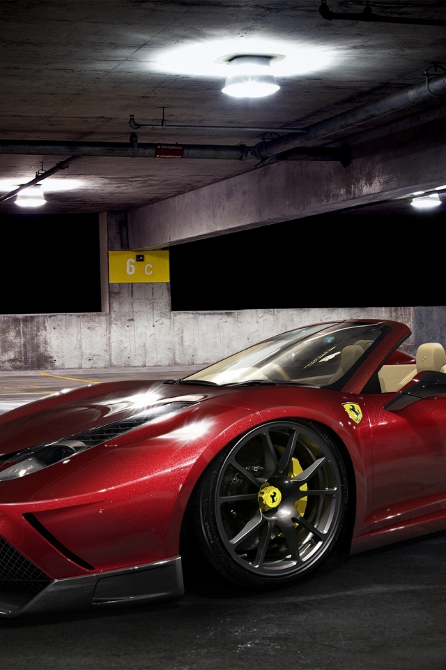 spider, parking, car, supercar, red, ferrari, night, 458, феррари, avto, спайдер