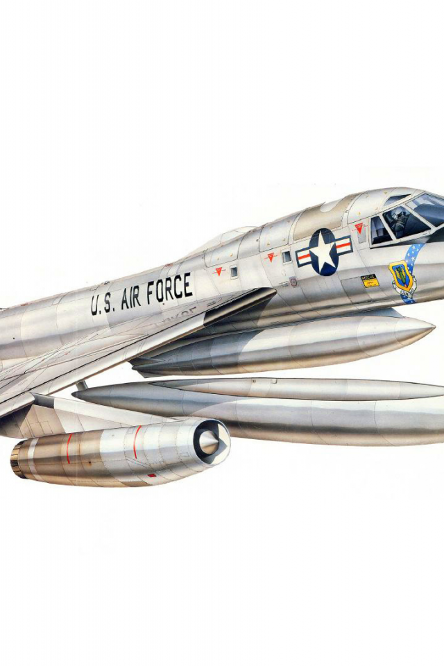 рисунок, сша, бомбардировщик, б-58, самолет