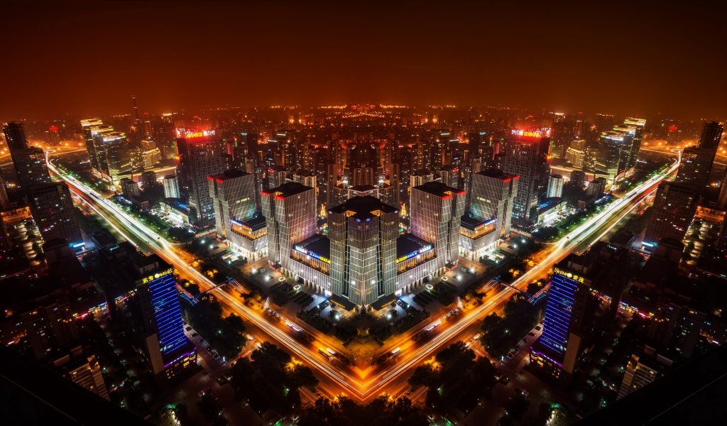 china, китай, ночной город, панорама, beijing, пекин