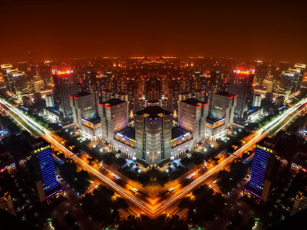 china, китай, ночной город, панорама, beijing, пекин