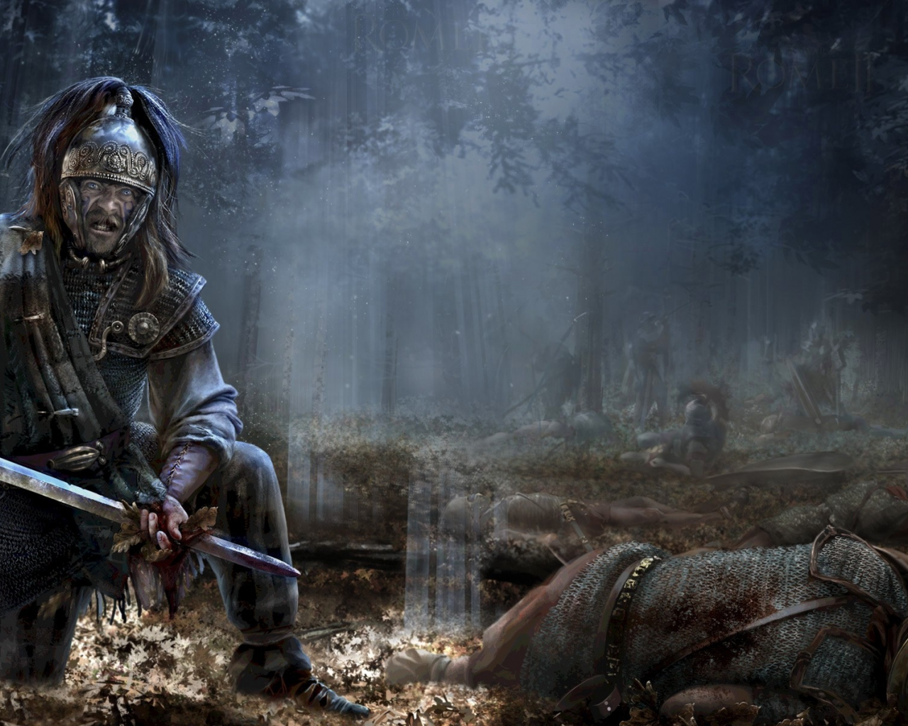 rome 2, background, wood, dead legionnaires, pict warrior, total war rome 2, video games, total war