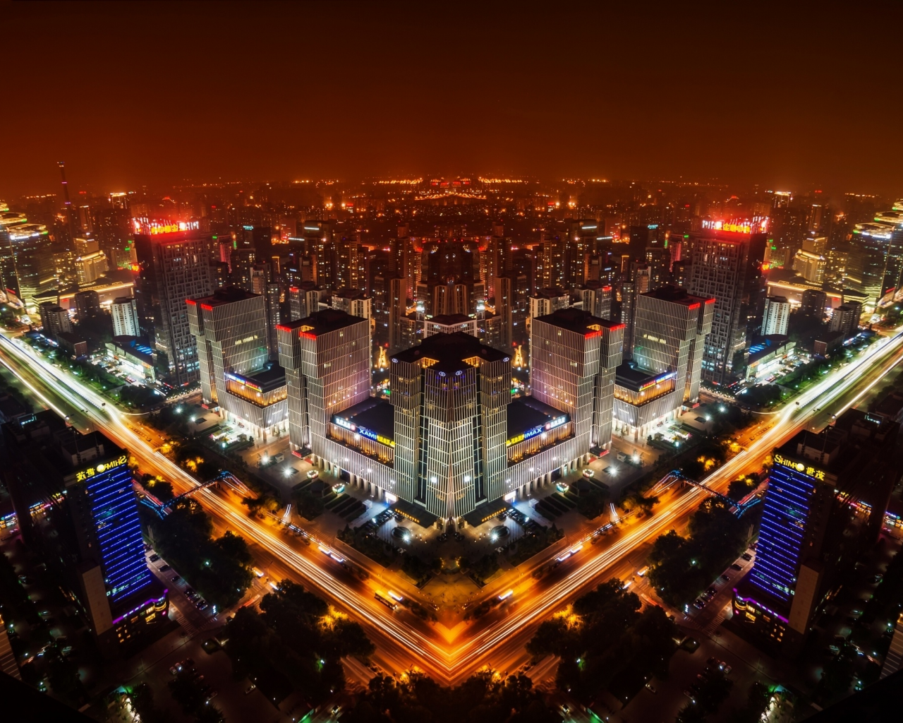 china, китай, ночной город, панорама, beijing, пекин