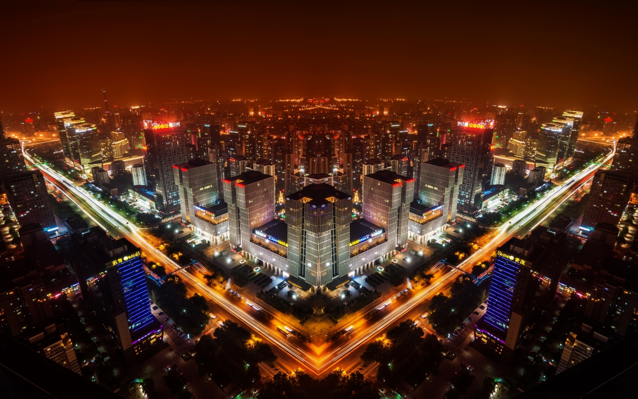 china, китай, ночной город, панорама, beijing, пекин