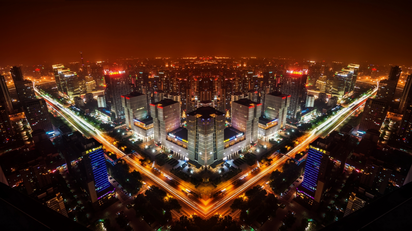 china, китай, ночной город, панорама, beijing, пекин