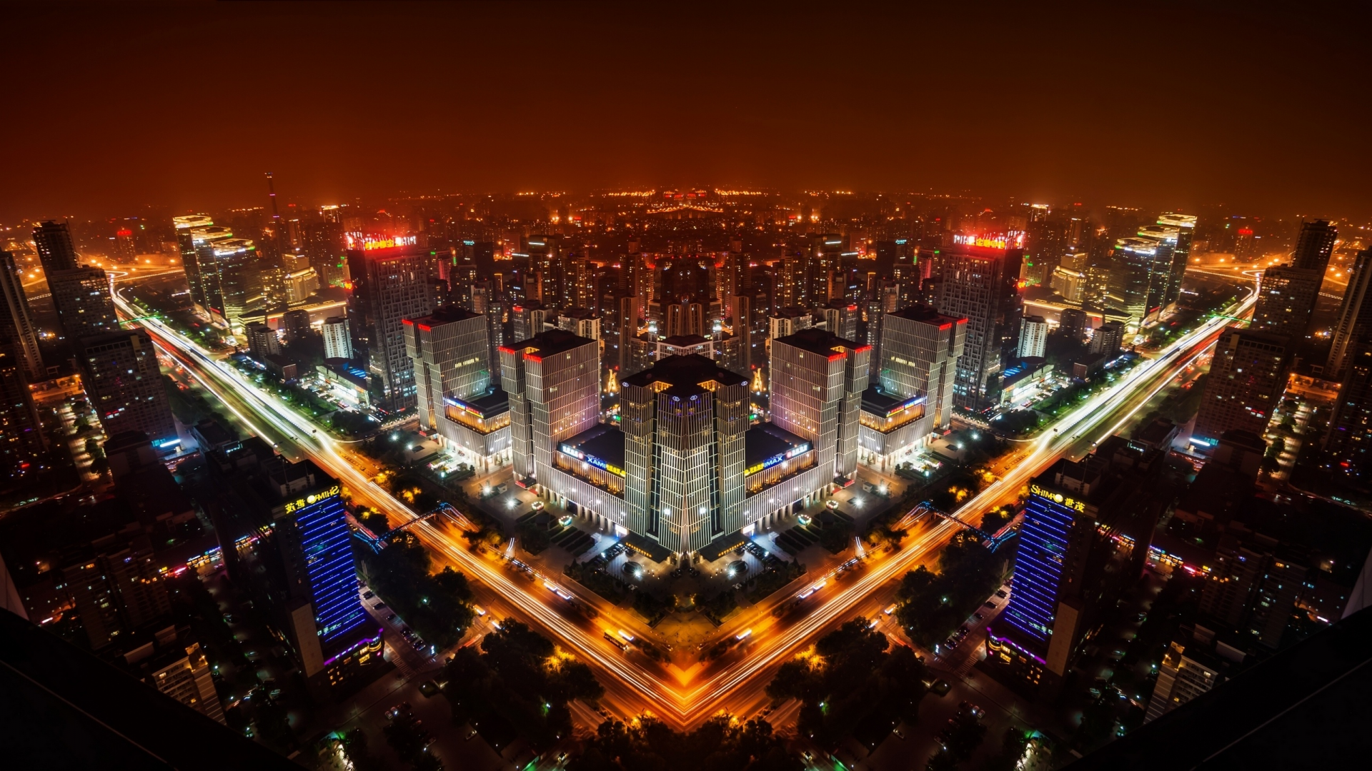 china, китай, ночной город, панорама, beijing, пекин