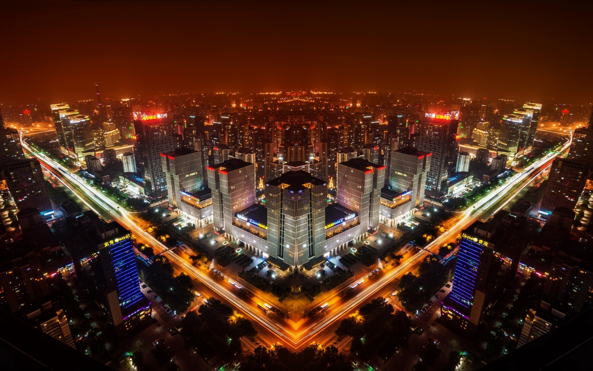 china, китай, ночной город, панорама, beijing, пекин