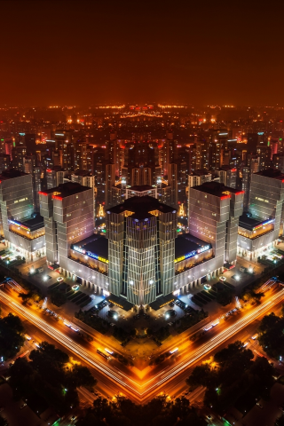 china, китай, ночной город, панорама, beijing, пекин