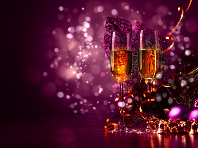 2014, праздник, бокалы, шапманское, обои, новый год, new year