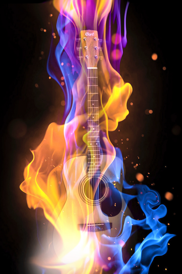 огонь, бас, бас-гитара, гитара, музыка