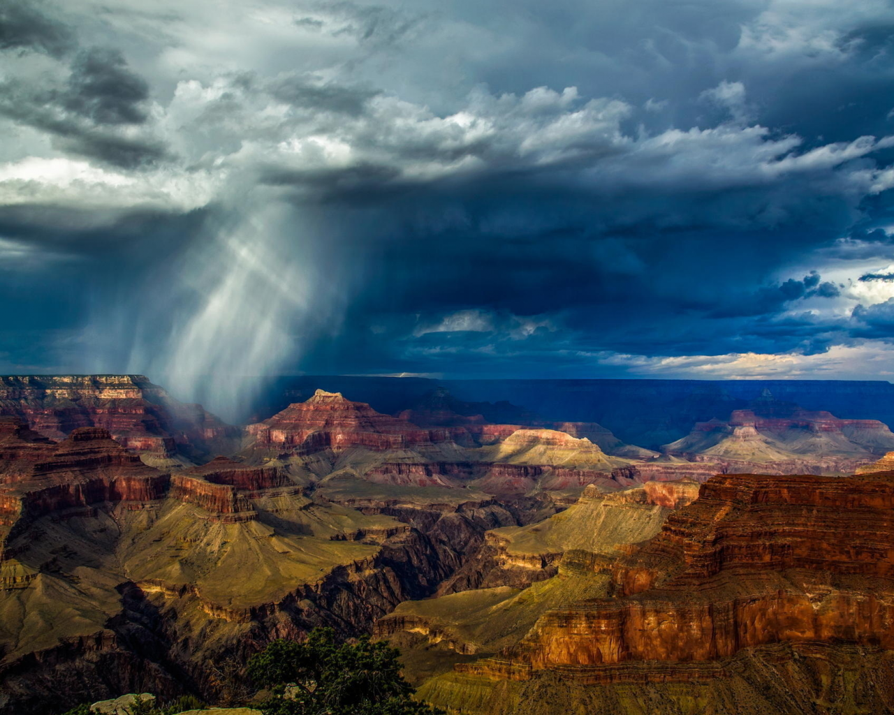 природа, каньон, небо, облака, скалы, дождь, тучи