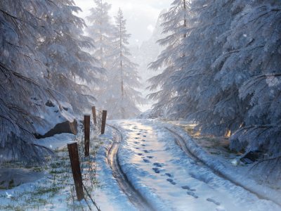 рисунок, живопись, зима
