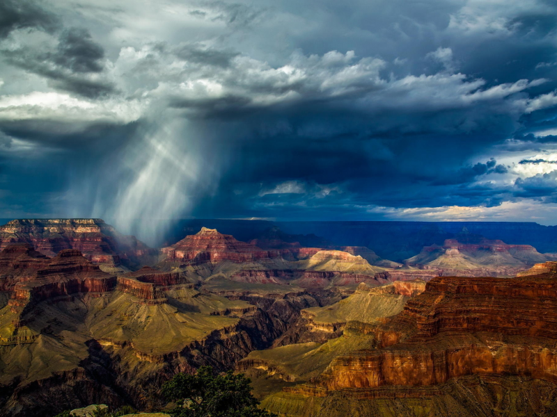 каньон, дождь, облака, небо, скалы