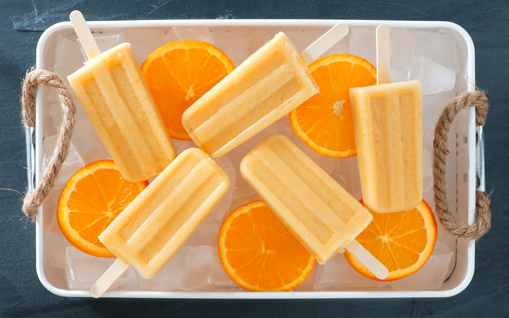 мороженое, апельсин, фруктовый, лед