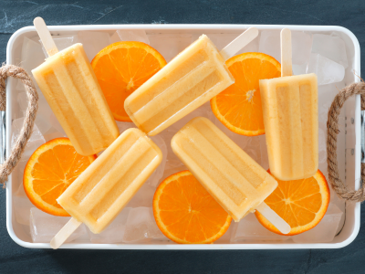 мороженое, апельсин, фруктовый, лед