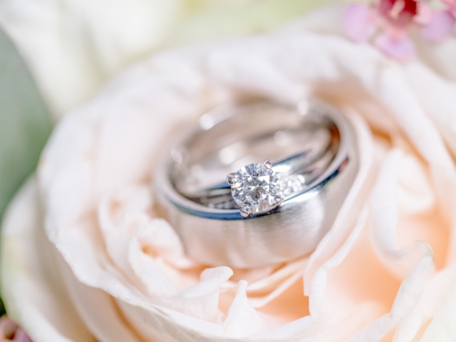 кольца, свадьба, цветок, помолвка