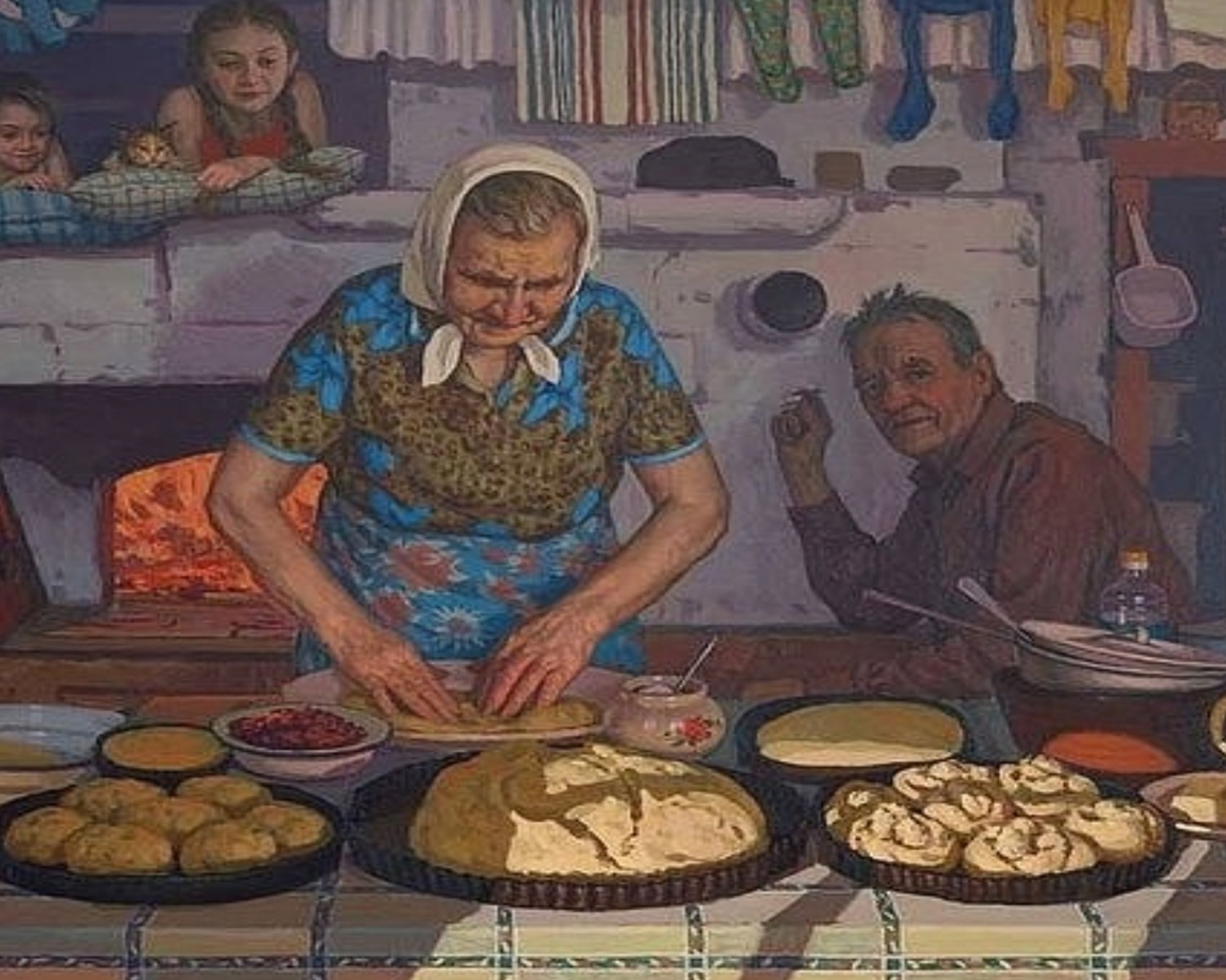 деревня, бабушка, пирожки