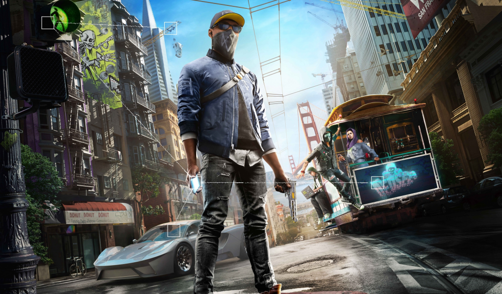 watch dogs 2, парень, пистолет, сан франциско, машина, пистолет