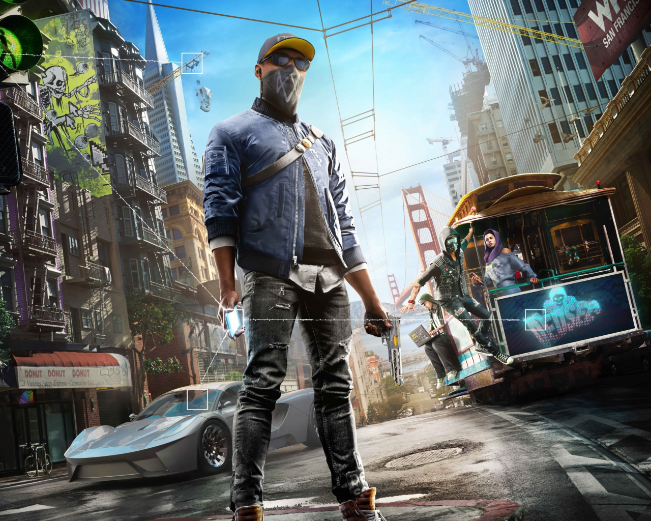 watch dogs 2, парень, пистолет, сан франциско, машина, пистолет