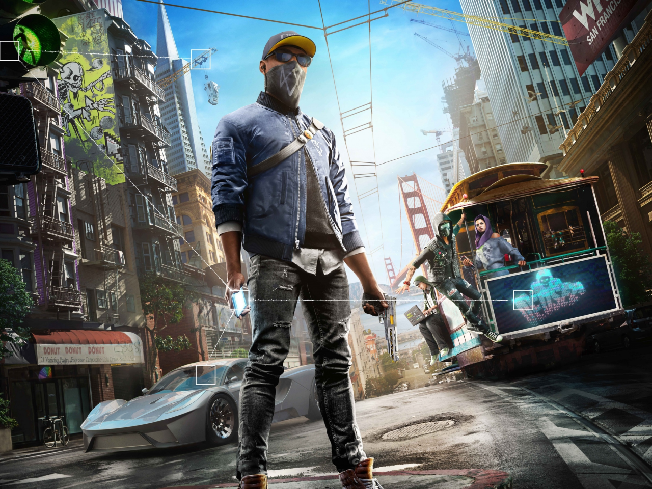 watch dogs 2, парень, пистолет, сан франциско, машина, пистолет