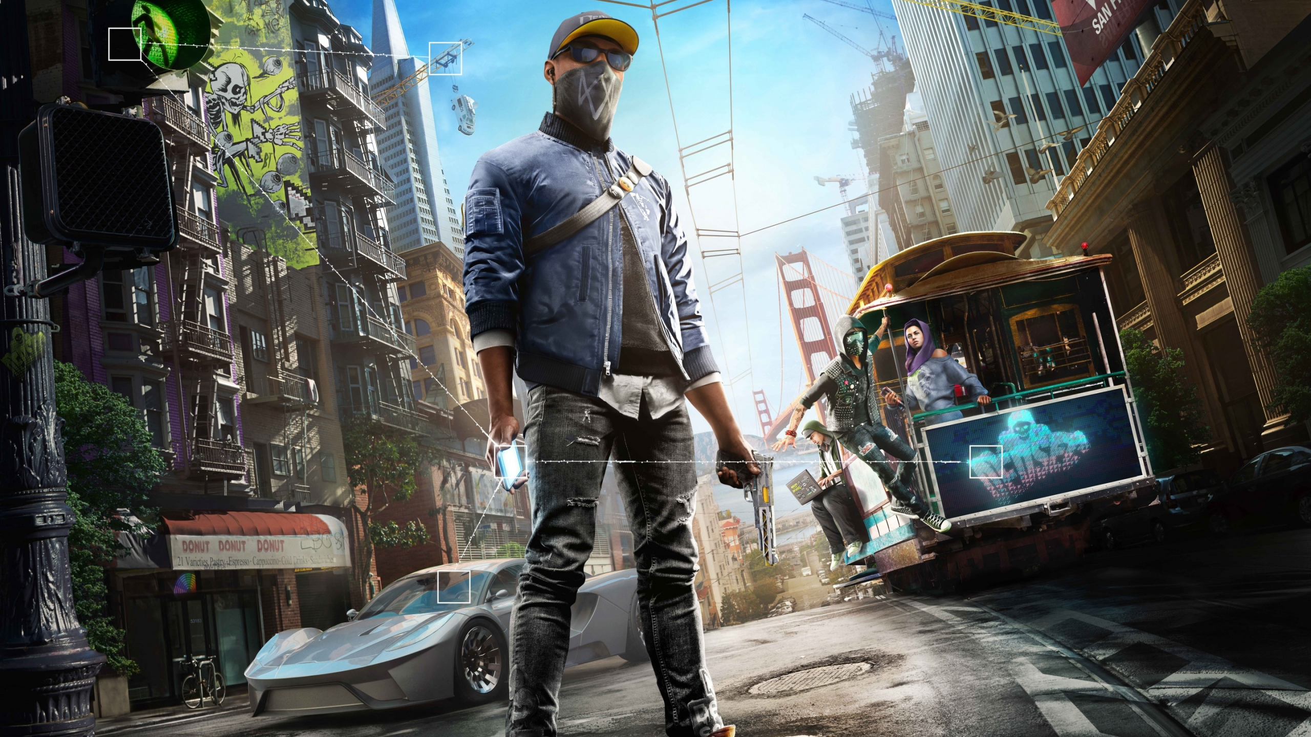 watch dogs 2, парень, пистолет, сан франциско, машина, пистолет