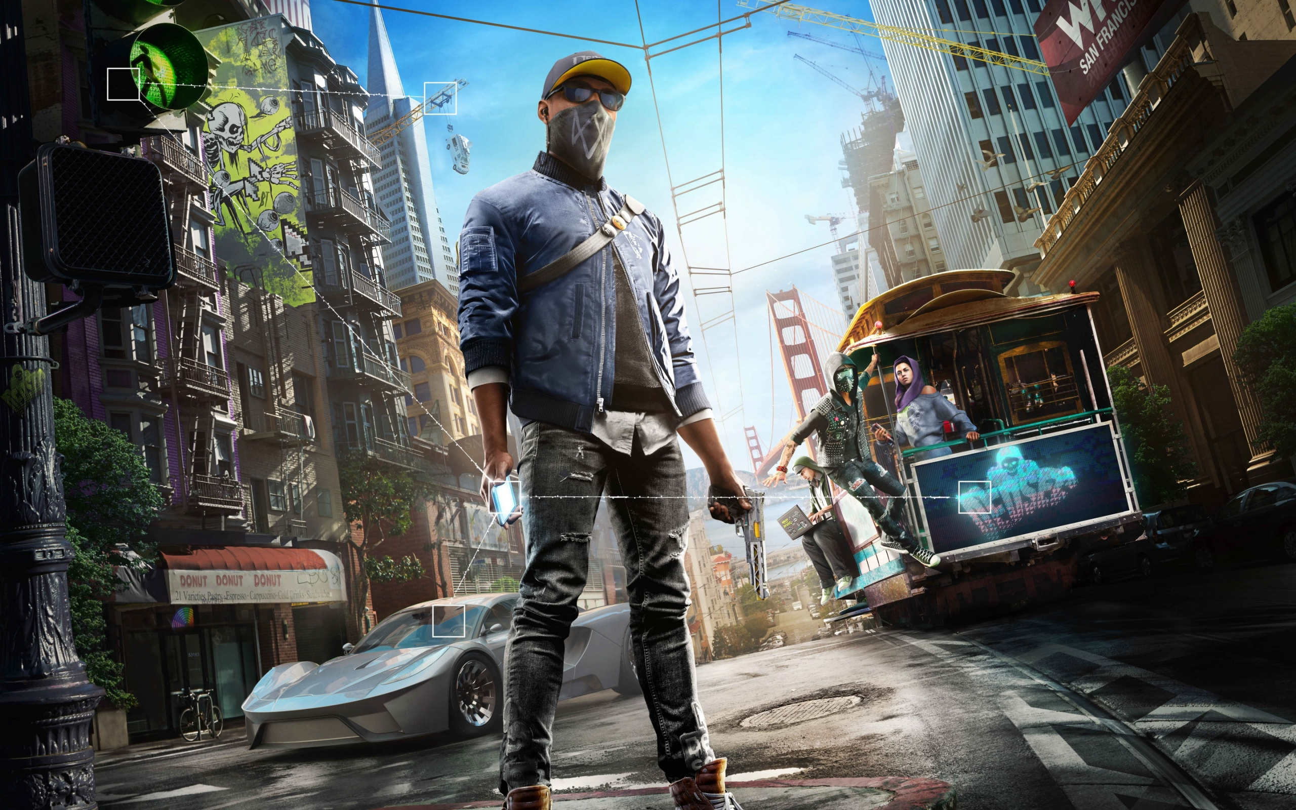 watch dogs 2, парень, пистолет, сан франциско, машина, пистолет