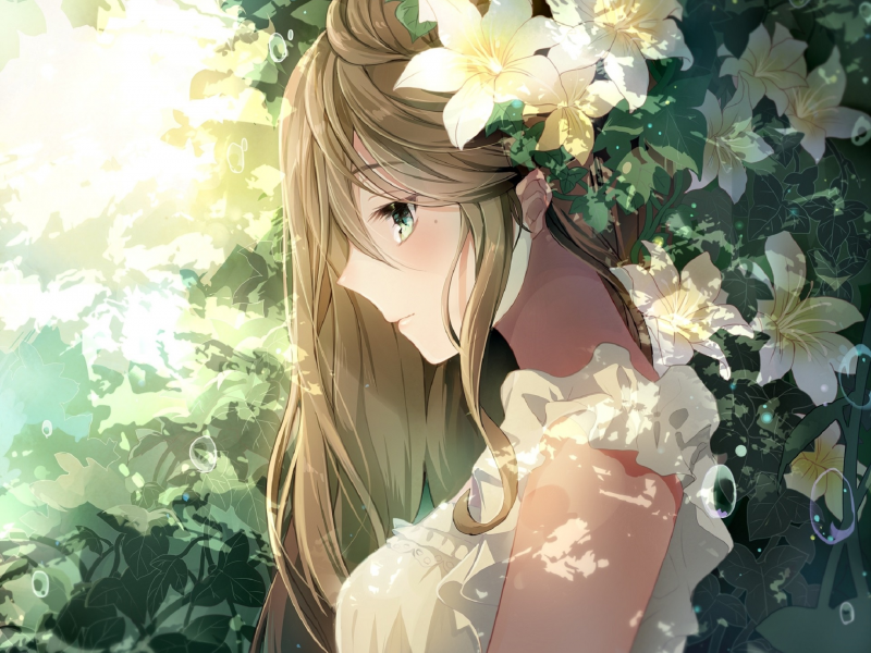 девушка, цветы