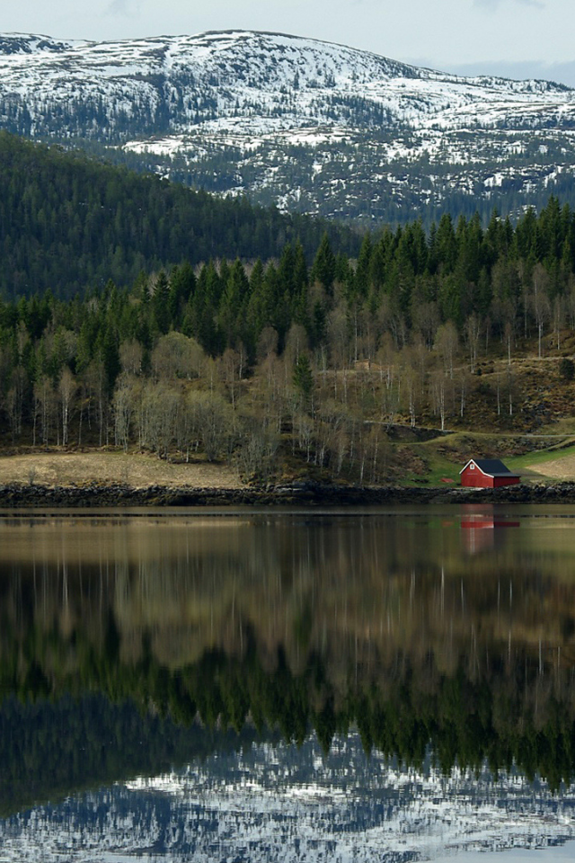 горы, озеро домики